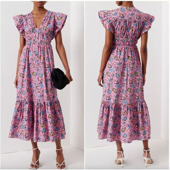 Derek Lam 10 Crosby Dress Size 6 Greta Pink Flutter Sleeve Button Down - Picture 12 of 12